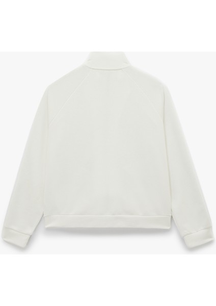 Üç Iplik Şerit Detaylı Uzun Kollu Dik Yaka Fermuarlı Sweatshirt fiyatları