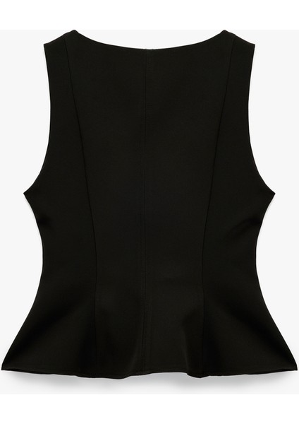 Bisiklet Yaka Kolsuz Peplum Bluz fiyatları