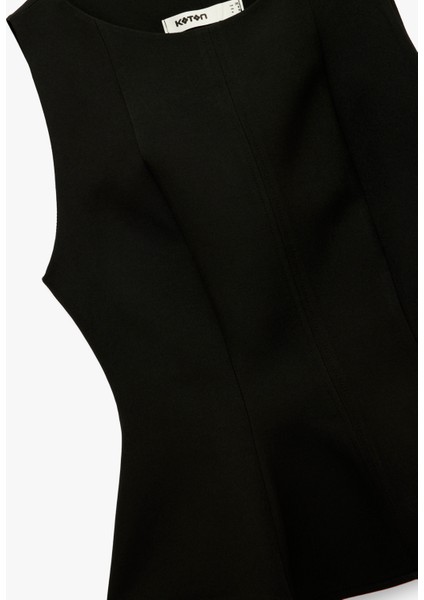 Bisiklet Yaka Kolsuz Peplum Bluz modelleri