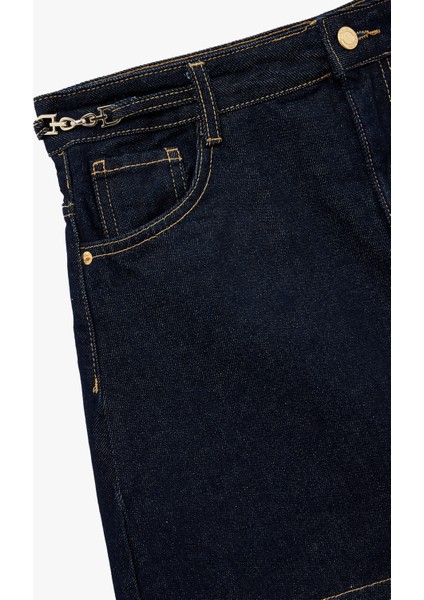 Kemer Detaylı A Kesim Mini Denim Etek modelleri