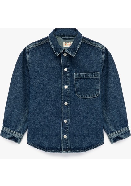 Pamuklu Cep Detaylı Uzun Kollu Jean Ceket