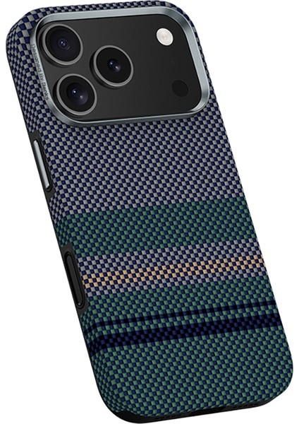 iPhone 17 Pro Uyumlu Kılıf M-Safe Özellikli Karbon Fiber Benks Aurora Armorpro Kevlar Kapak Yeşil