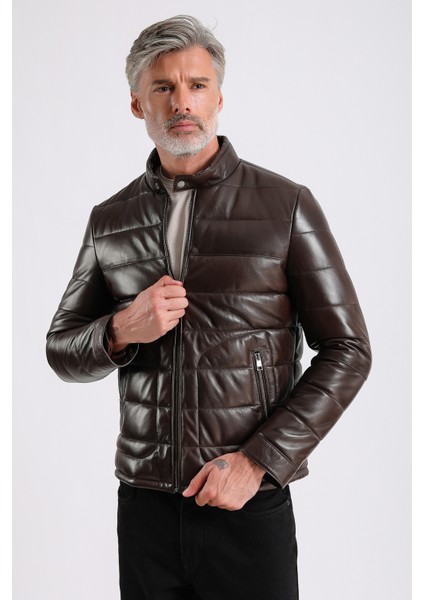 Gabriel Erkek Şişme Hakiki Deri Mont