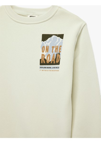 Uzun Kollu Bisiklet Yaka Şardonlu Baskılı Sweatshirt modelleri