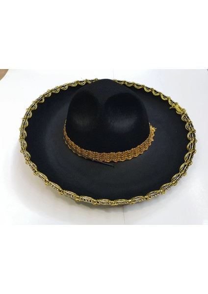 Altın Renk Şeritli Meksika Mariachi Latin Şapkası 55 cm Çocuk modelleri