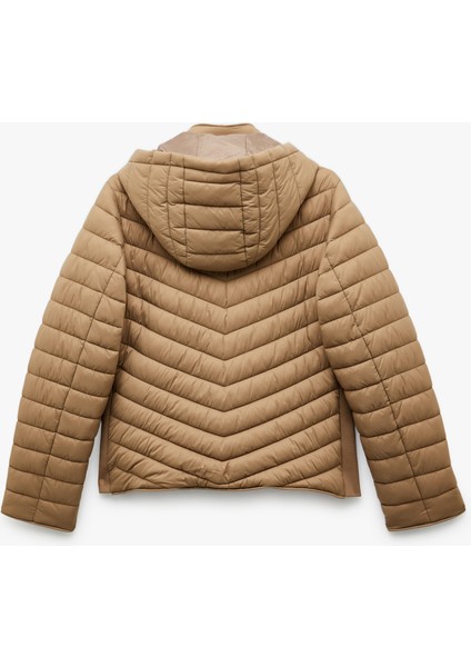 Uzun Kollu Cepli Fermuarlı Su Itici Kapüşonlu Şişme Mont indirimleri