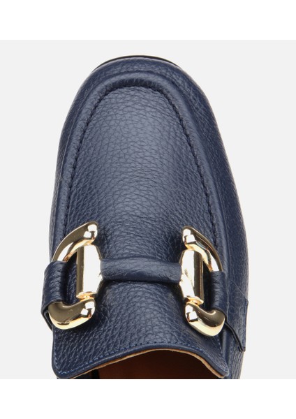 01AYH312390A680 KADIN Deri Lacivert Tokalı Klasik Loafer