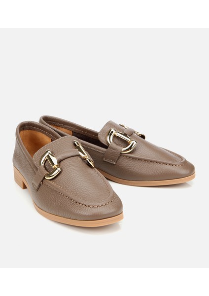 01AYH312390A450 KADIN Deri Vizon Tokalı Klasik Loafer