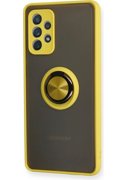 Zengezur Newface Samsung Galaxy A72 Kılıf Montreal Yüzüklü Silikon Kapak - Sarı fiyatları