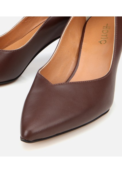01AYH312520A480 KADIN Deri Kahverengi Ince Topuklu Stiletto
