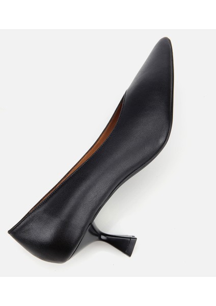 01AYH312590A100 KADIN Deri Siyah Ince Topuklu Stiletto