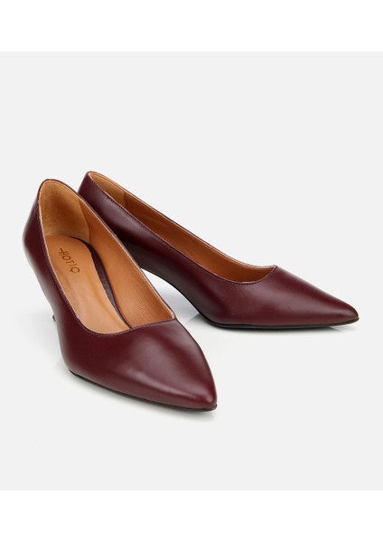 01AYH312480A780 KADIN Deri Bordo Esnek Tabanlı Stiletto