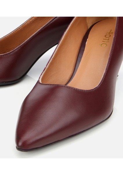01AYH312480A780 KADIN Deri Bordo Esnek Tabanlı Stiletto