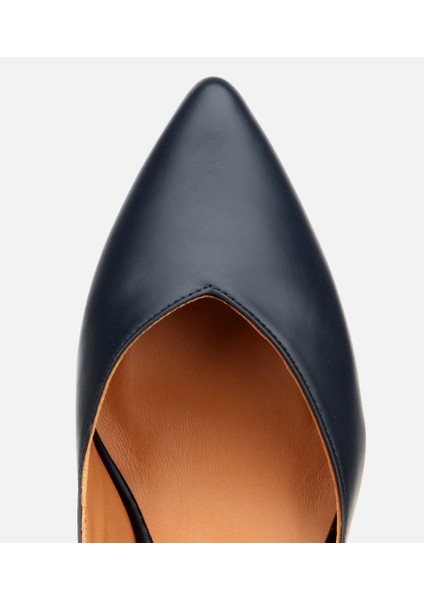 01AYH312470A680 KADIN Deri Lacivert Kalın Topuklu Ayakkabı