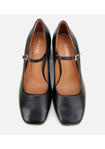 01AYH312610A100 KADIN Deri Siyah Mary Jane Kalın Topuklu Ayakkabı