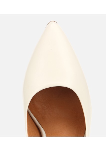 01AYH312530A400 KADIN Deri Ekru Yüksek Topuklu Stiletto