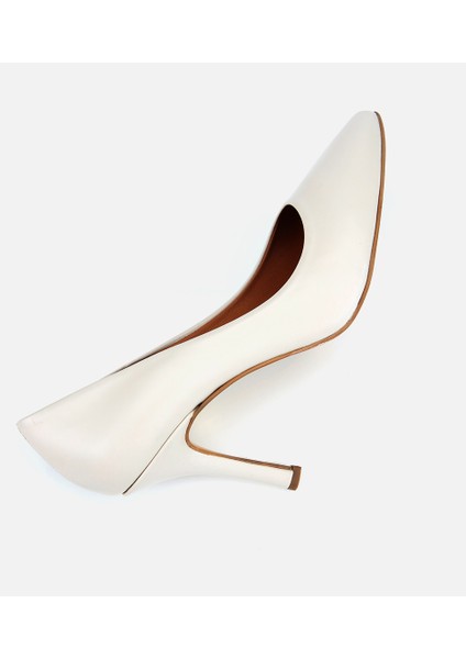 01AYH312530A400 KADIN Deri Ekru Yüksek Topuklu Stiletto