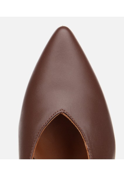 01AYH312560A480 KADIN Deri Kahverengi Kalın Topuklu Ayakkabı