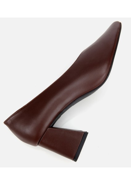 01AYH312560A480 KADIN Deri Kahverengi Kalın Topuklu Ayakkabı