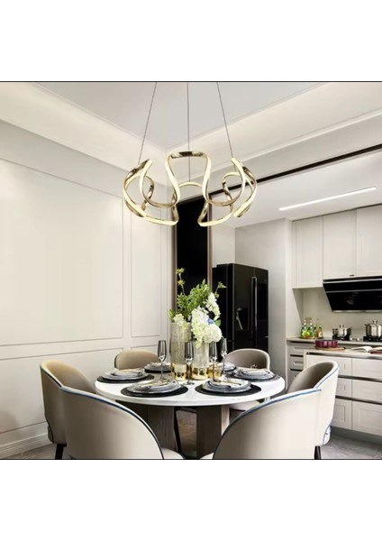 Balen Modern Sarkıt Ledli Gold Avize Salon Mutfak Hol 3 Renk Modlu Avize