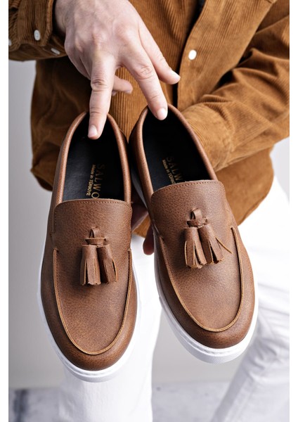 ET153 Bloom Bağcıksız Püsküllü Cilt Erkek Günlük Spor Klasik Ayakkabı Bt - Taba fırsatları