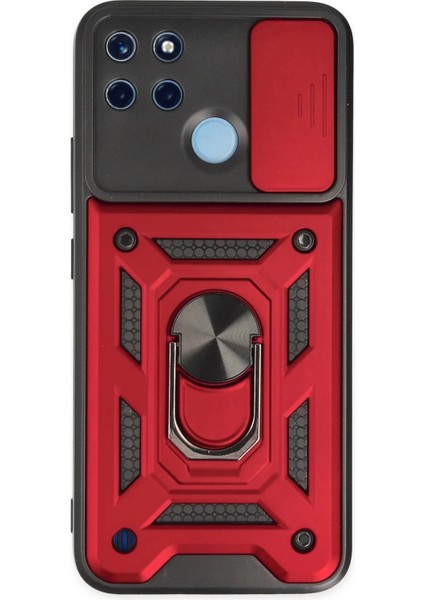 Bfs Realme C25Y Kılıf Pars Lens Yüzüklü Silikon - Kırmızı