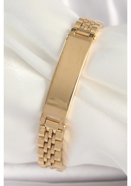 Bfs 316L Çelik Gold Renk Zincir Künye Model Erkek Bileklik