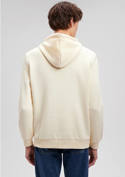 Mavi Logo Baskılı Kapüşonlu Bej Sweatshirt 0610941-70055