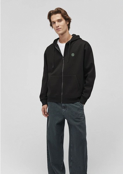 Logolu Kapüşonlu Fermuarlı Siyah Sweatshirt 066979-900 modelleri