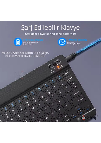 Ipad Air 13 Inç / Pro 13 (M3/m2) Çip 2025-2024 ile Uyumlu Bluetooth Klavye Mouse Seti