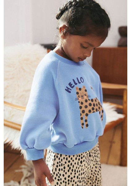 Hello Kedi Desenli Kız Çocuk 2 li takım - Açık Mavi modelleri