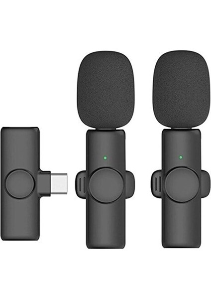 Kablosuz Yaka Mikrofonu Typ-C 2’li Mini Mikrofon