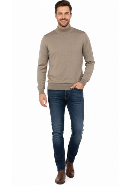 Erkek Kazak Balıkçı Yaka Yün Tarzı Dokuma Klasik Model Tam Kalıp modelleri