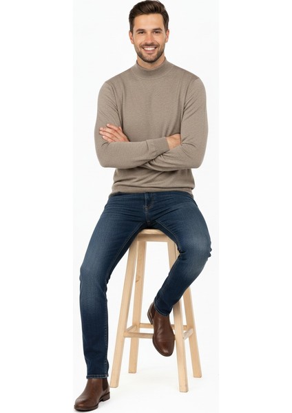 Erkek Kazak Balıkçı Yaka Yün Tarzı Dokuma Klasik Model Tam Kalıp fırsatları