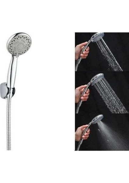 3 Fonksiyonlu Duş Başlığı Seti, Gri, Rahatlatıcı ve Şık Tasarım