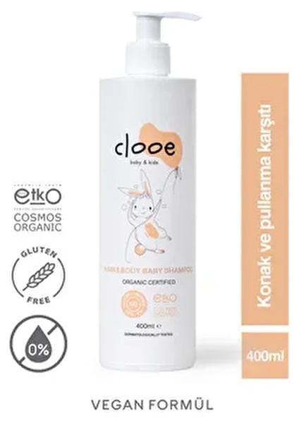 Organik Bebek & Çocuk Saç, Vücut Şampuanı (400 ml) - Ph Dengeli, Konak Önleyici