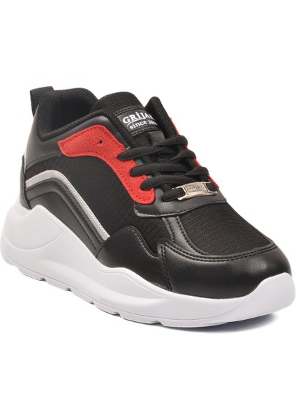 Siyah Bordo Kalın Taban Bağcıklı Kadın Spor Ayakkabı 051 G modelleri