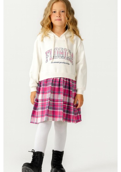 Kız Çocuk Sweatshirt Görünümlü Ekose Desenli ELBISE-1710 B fiyatları