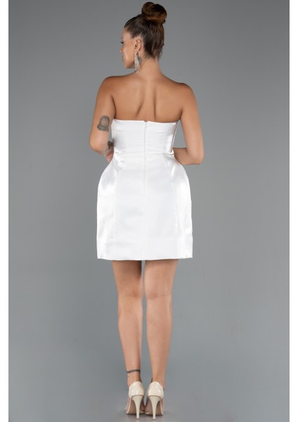 Straplez Mini Saten Gece Elbisesi ABK2439 fiyatları