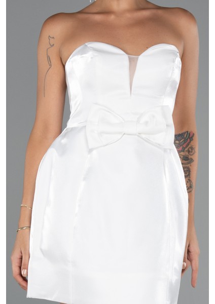 Straplez Mini Saten Gece Elbisesi ABK2439 modelleri