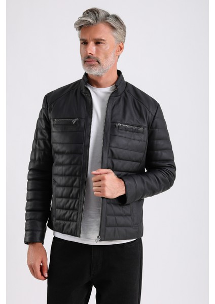 Leandro Erkek Şişme Deri Mont fırsatları