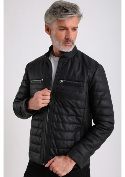 Leandro Erkek Şişme Deri Mont