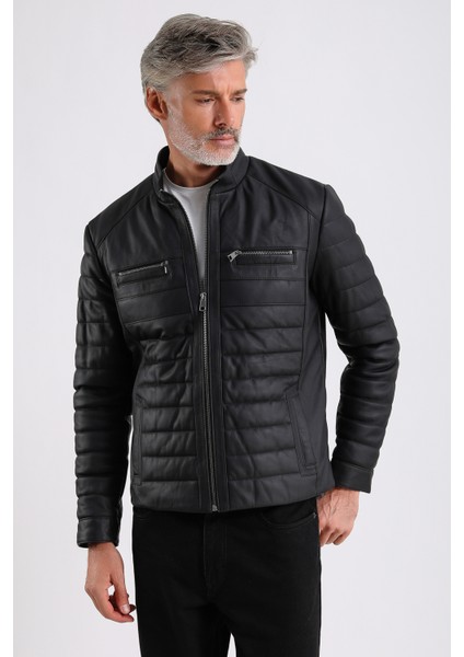 Leandro Erkek Şişme Deri Mont