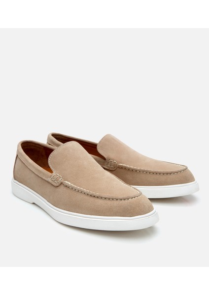 02AYH305500A300 ERKEK Süet Deri Bej Loafer