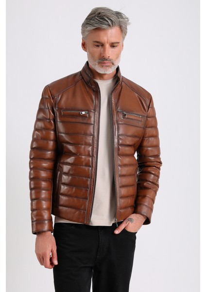 Leandro Erkek Şişme Deri Mont fırsatları