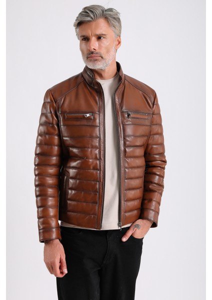 Leandro Erkek Şişme Deri Mont indirimleri