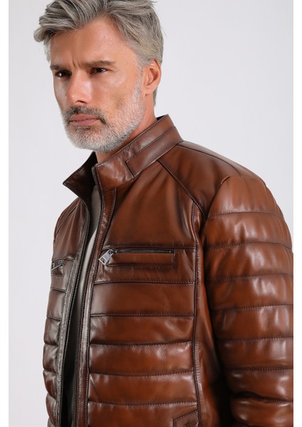 Leandro Erkek Şişme Deri Mont