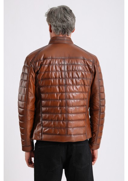 Leandro Erkek Şişme Deri Mont