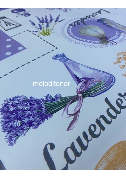 Elyaf Astarlı Lavanta Kelebek Desen Kaymaz Pvc Muşamba Masa Örtüsü