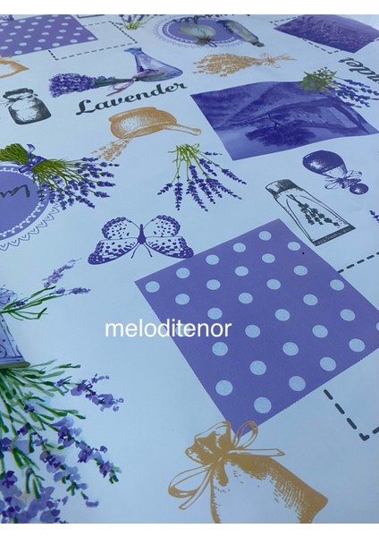 Elyaf Astarlı Lavanta Kelebek Desen Kaymaz Pvc Muşamba Masa Örtüsü